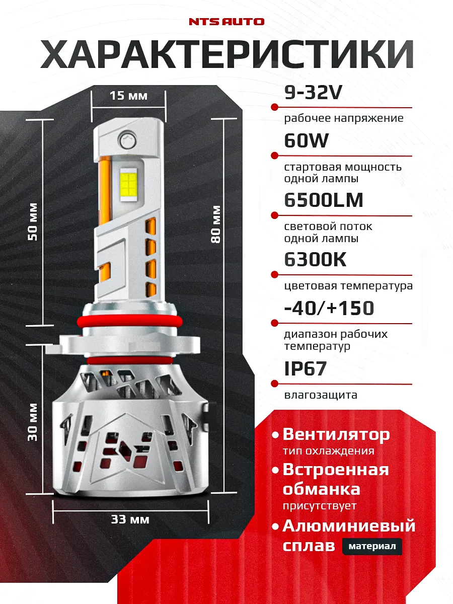 Светодиодные лампы ATLAS HB3/HB4/HIR2 6300K