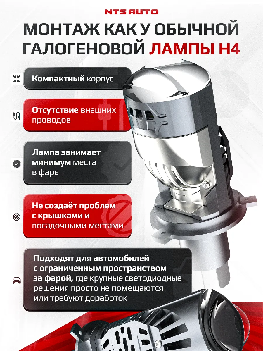 Светодиодная лампа-линза SPICA H4 CANBUS