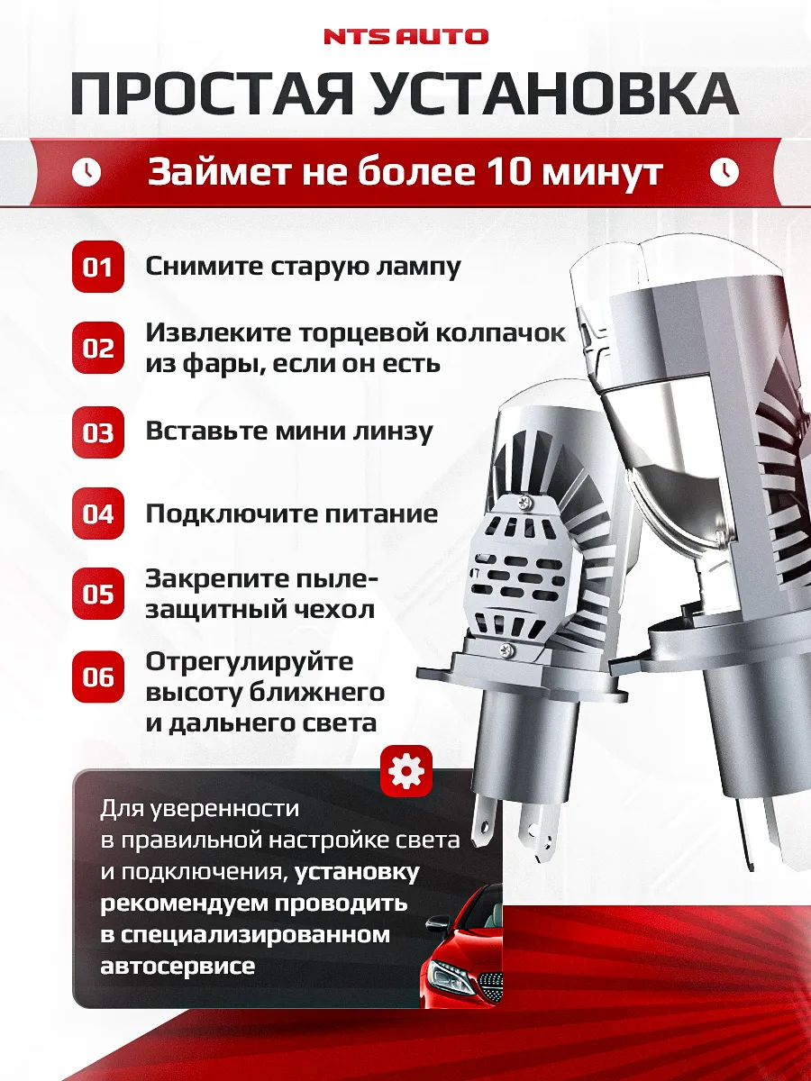 Светодиодная лампа-линза SPICA H4 CANBUS